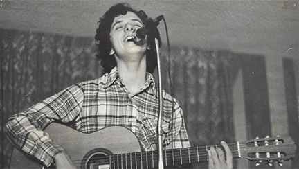 Eric Lefcowitz, performing at the Highboro Drive basement studio in Bethesda, Maryland